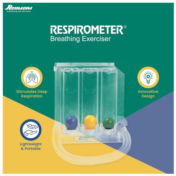 Romsons Deep Breathing Lung Exerciser - 3-chamber Incentive Style Spirometer - Image 2
