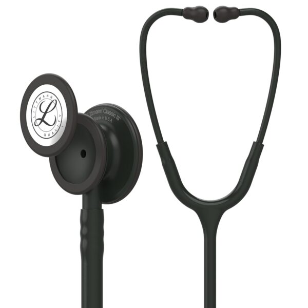 3M Littmann Classic III Monitoring Stethoscope, Black Edition Chestpiece, Black Tube, 27 inch