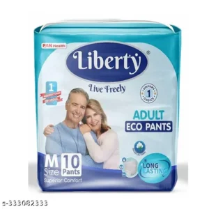 Liberty Popular Adult Diapers, Pant Style,  10 Count, Waist Size (101-152cm | 40-60 inches), Unisex, High Absorbency, Leak Proof, Wetness Indicator, Pack of 1