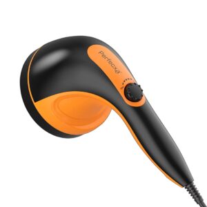 Perfecxa Electric Handheld Full Body Massager with 5 Massage Heads & Variable Speed Settings for Pain Relief and Relaxation, Back, Leg & Foot, Black and Orange