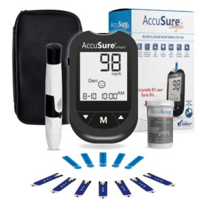 AccuSure Instant Digital Simple Glucometer Kit |with strips,10 Lancet,1 Lancing device for Accurate Blood Glucose Sugar Testing Machine