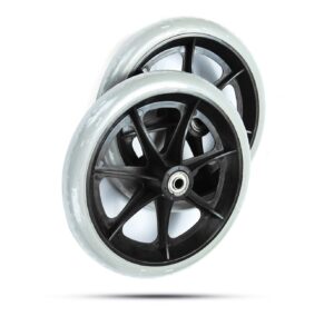 Wheelchair Rubber Wheels Disabled Wheelchair Wheels, Durable Wear Resistant Gray PP Rubber Chair Caster Wheels -Grey 200mm (8 Inch)