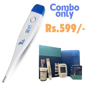 1 Pcs Accusure Life Gluco Meter With 25 Strip + 1 Pcs Thermometer Combo Offer