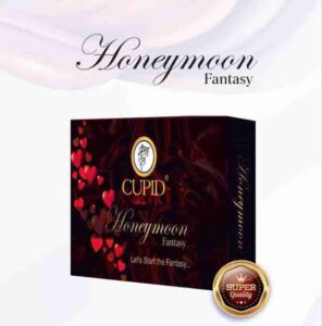 Honeymoon Fantasy (Cupid)- Assortment of Condoms, Lube, Gifts, Games & Surprises Condom  (16 Sheets)