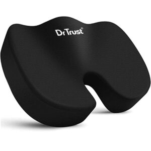 About this item RELIEVES TAILBONE AND BACK PAIN- The unique cut-out of the cushion minimizes the pressure on the tailbone and allows it to suspend naturally, thereby, reducing the pain ENCOURAGES CONFIDENT HEALTHY POSTURE- Dr Trust Coccyx pillow is designed specifically to promote the natural arc in your spine so that you can maintain a healthy posture throughout the day REBOUND MEMORY FOAM WON’T FLATTEN- The cushion is made with premium quality, high density memory foam which provides exceptional comfort and won’t flatten out with extended use HOLLOW BREATHABLE COVER- The cover of the cushion is made up of breathable material that absorbs sweat and allows utmost comfort